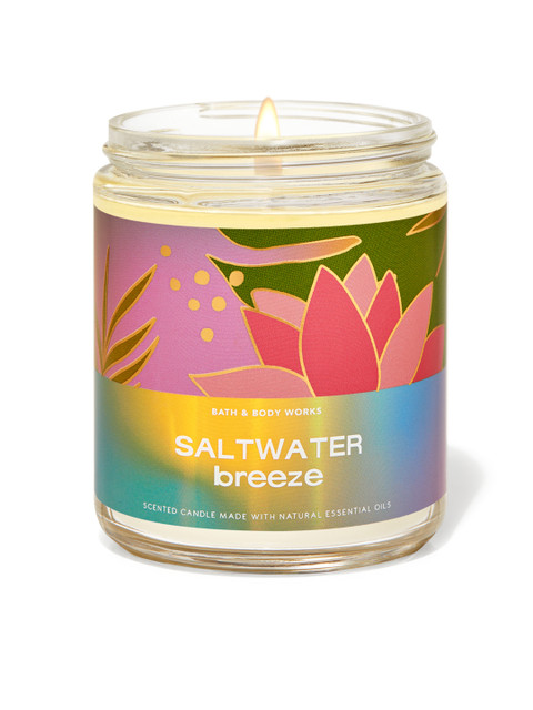 

Bath & Body Works Saltwater Breeze Single Wick Candle, Green