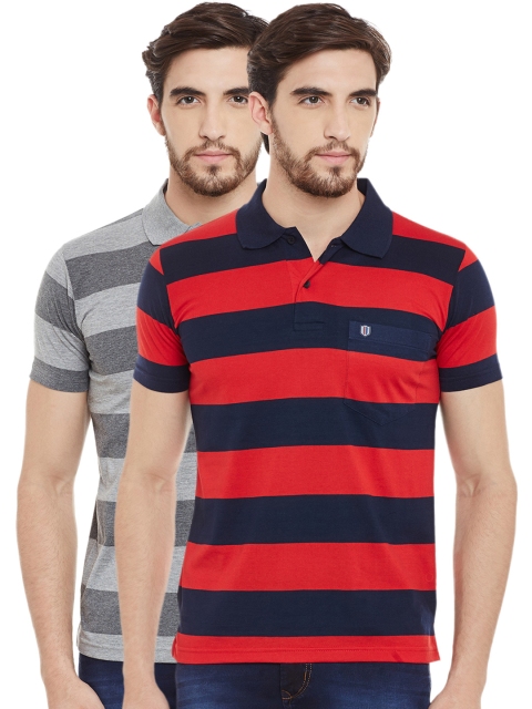 

Duke Pack of 2 Striped Polo T-shirts, Grey