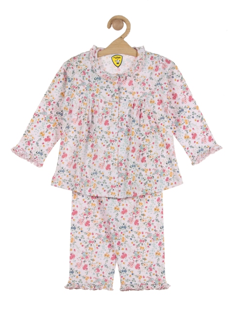 

Lil Lollipop Girls Pink & White Printed Night suit