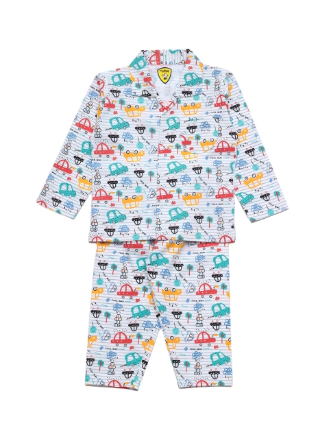 

Lil Lollipop Boys White & Multicoloured Printed Night suit