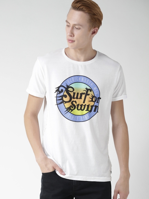 

Scotch & Soda Men White Printed Round Neck T-shirt