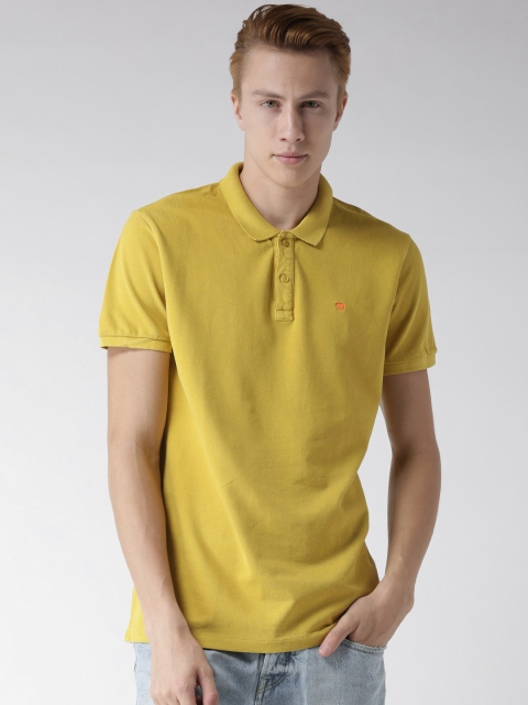 

Scotch & Soda Men Mustard Yellow Solid Polo Collar T-shirt