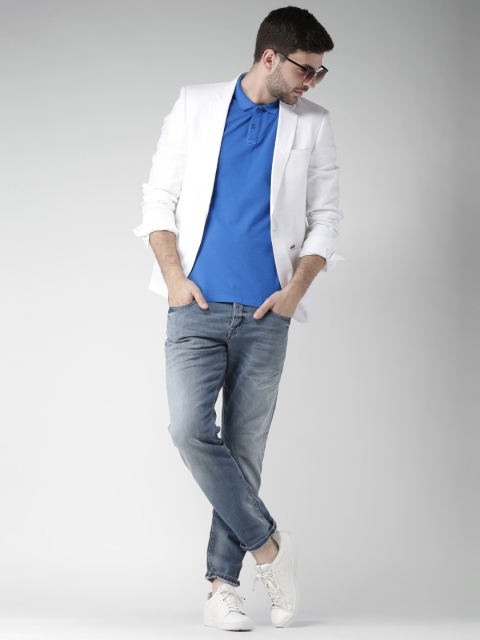 

Scotch & Soda Men Blue Solid Polo Collar T-shirt