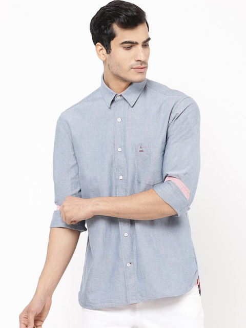 

STROP Men Blue Solid Regular Fit Casual Shirt