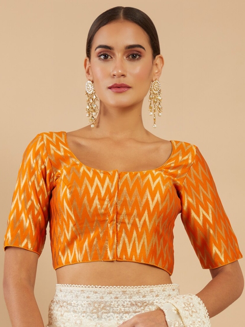 

Soch Women Orangre Printed Saree Blouse, Orange