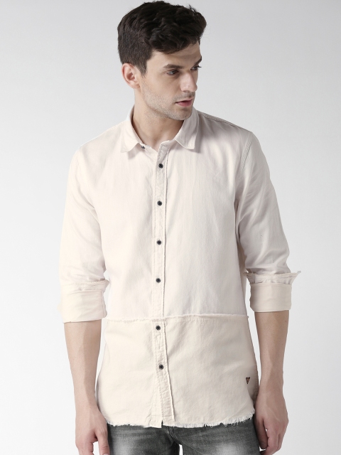 

Scotch & Soda Men Beige Long Fit Solid Casual Shirt
