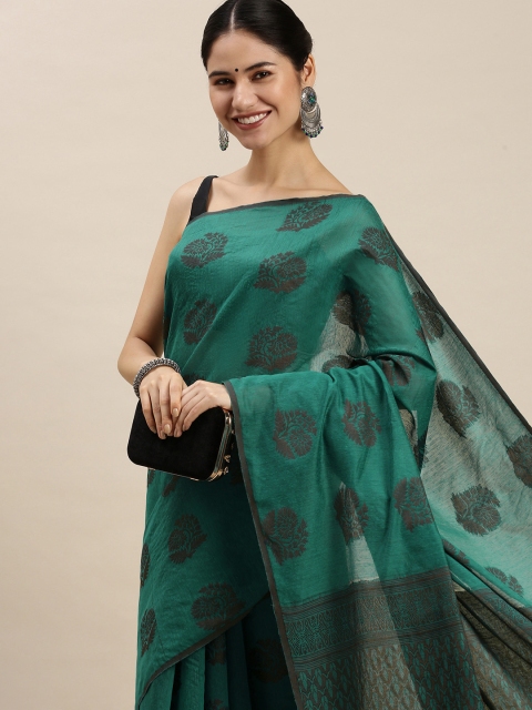 

Lookslady Teal Ethnic Motifs Zari Kanjeevaram Saree