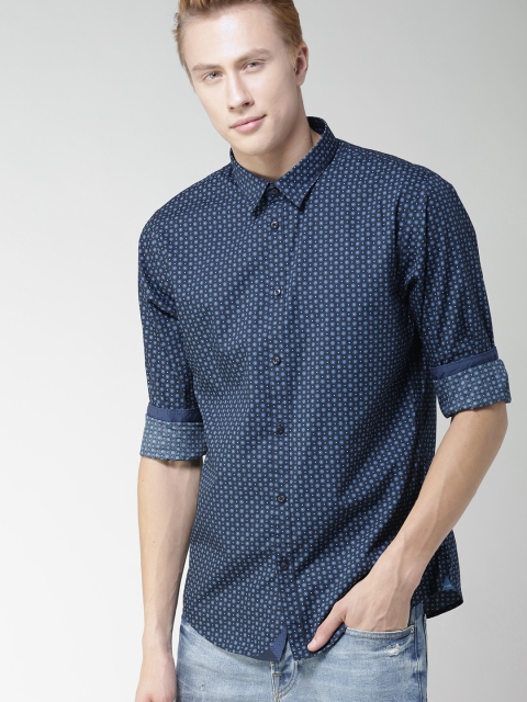 

Scotch & Soda Men Blue Slim Fit Printed Casual Shirt