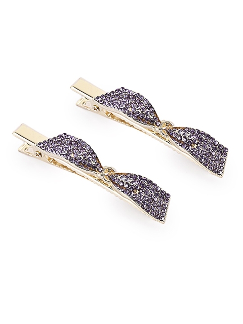 

BuckleUp Women Violet & Gold-Toned Set of 2 Beaded Alligator Hair Clip