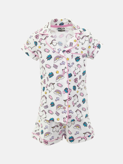 

R&B Girls Multicoloured Printed Cotton Night suit, Multi