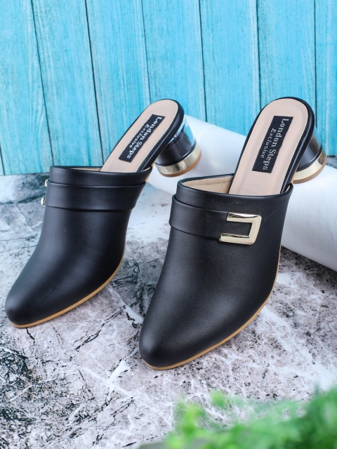 

LONDON STEPS Women Black Block Pumps