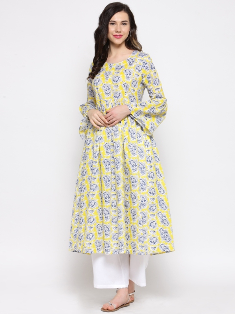 

Sera Women Yellow & White Printed Kurta with Palazzos