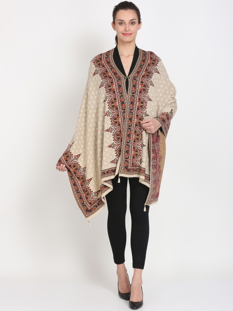 

Knitstudio Women Beige & Brown Self-Design Shawl