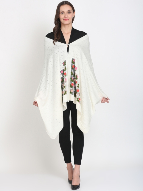 

Knitstudio Women White Self Design Knitted Shawl