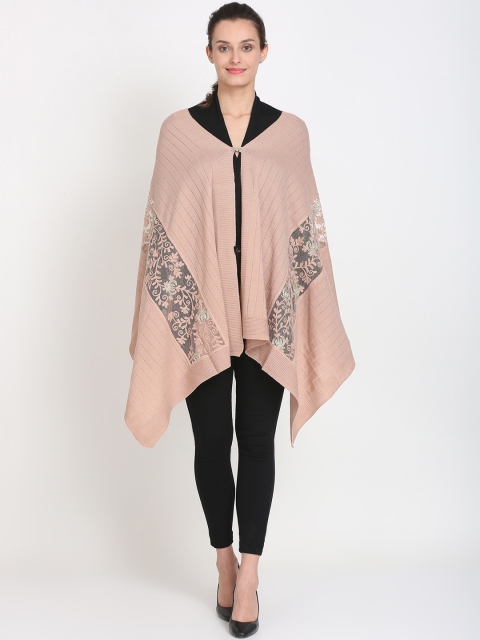 

Knitstudio Women Pink Embroidered Shawl
