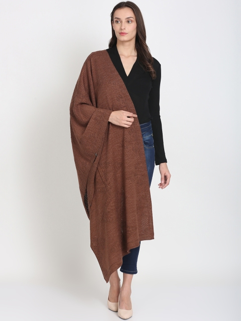 

Knitstudio Women Brown Woven-Design Shawl