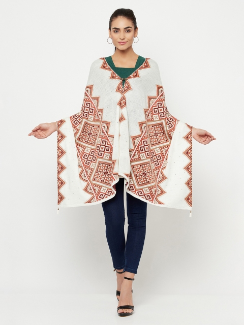 

Knitstudio Women Off White & Red Self Design Knitted Shawl