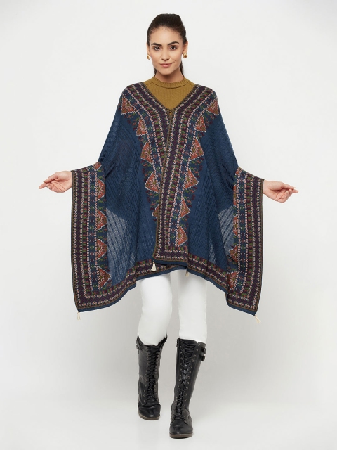 

Knitstudio Women Teal blue & Brown Self Design Woolen Shawl
