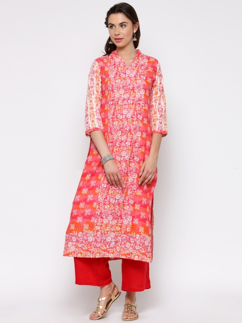 

Sera Women Red Printed Kurta with Palazzos