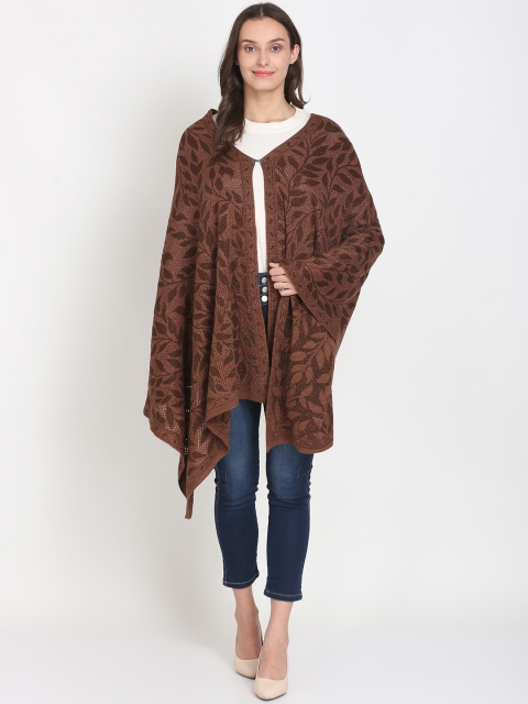 

Knitstudio Women Brown Self-Design Knitted Shawl