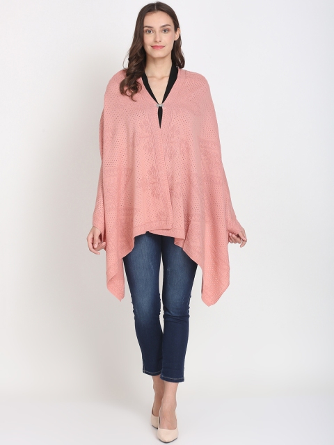 

Knitstudio Women Pink Self Desgin Knitted Shawl