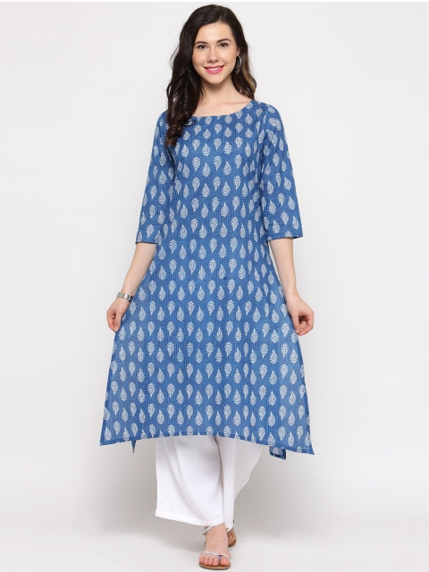 

Sera Women Blue & White Printed Kurta with Palazzos