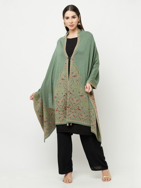 

Knitstudio Women Green Self Design Knitted Shawl
