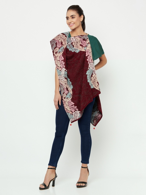 

Knitstudio Women Maroon Self Desgin Knitted Shawl
