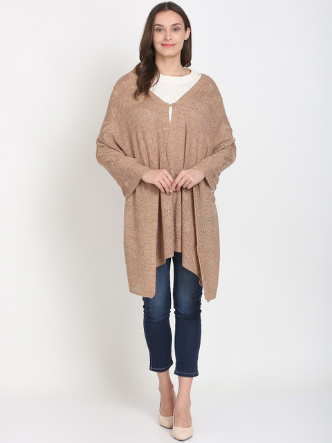

Knitstudio Women Brown Self-Design Knitted Shawl