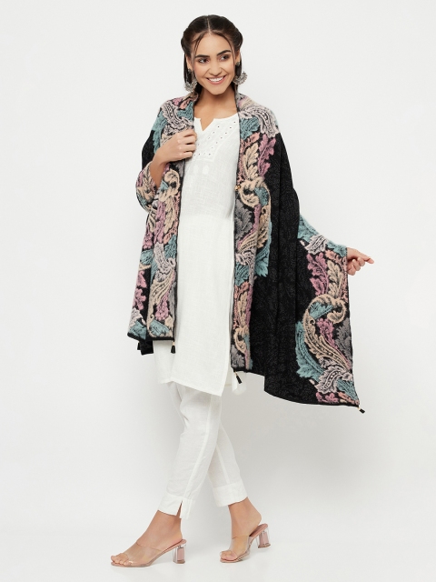 

Knitstudio Women Black & Blue Woven-Design Shawl
