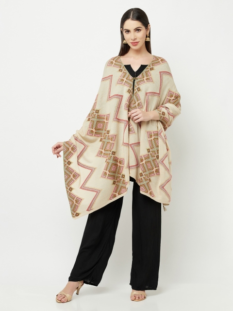 

Knitstudio Women Beige Woven Design Shawl