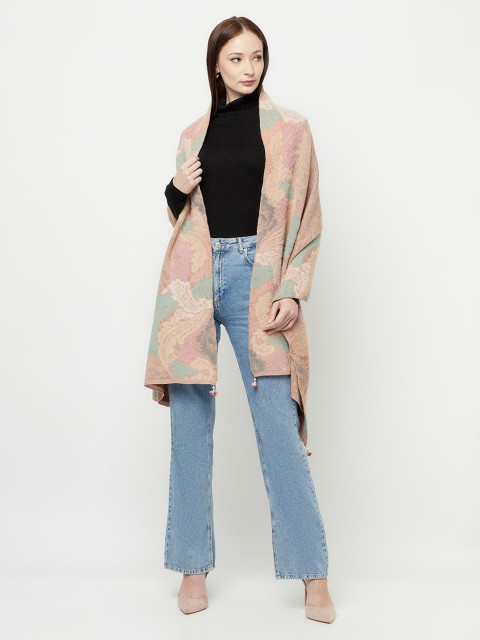 

Knitstudio Women Pink Woven Design Knitted Shawl