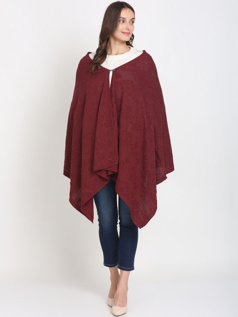 

Knitstudio Women Maroon Woven-Design Shawl