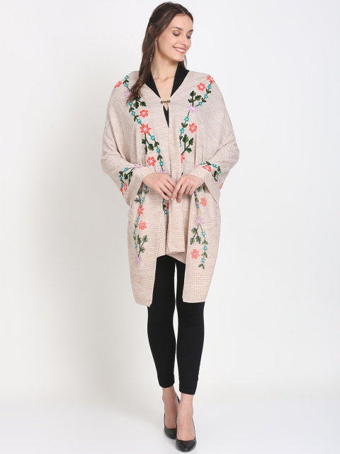 

Knitstudio Women Beige Colored Self Design Knitted Shawl