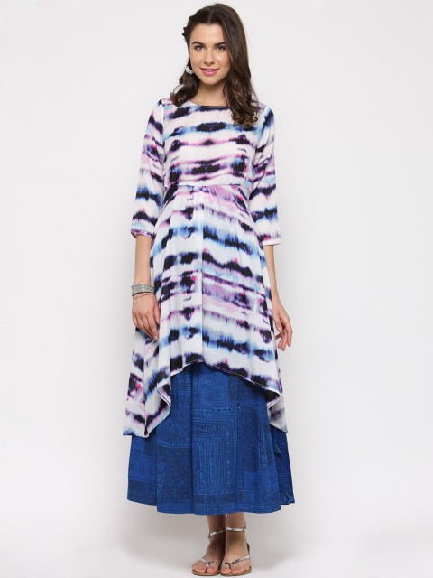 

Sera Women Purple & Blue Tie-Dyed Kurta with Palazzos