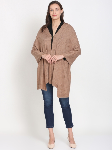 

Knitstudio Women Brown Self-Design Shawl