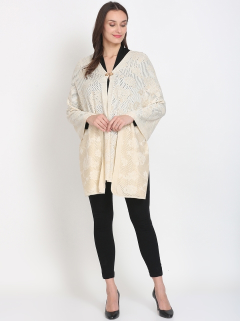 

Knitstudio Women Beige Colored Self Design Knitted Shawl