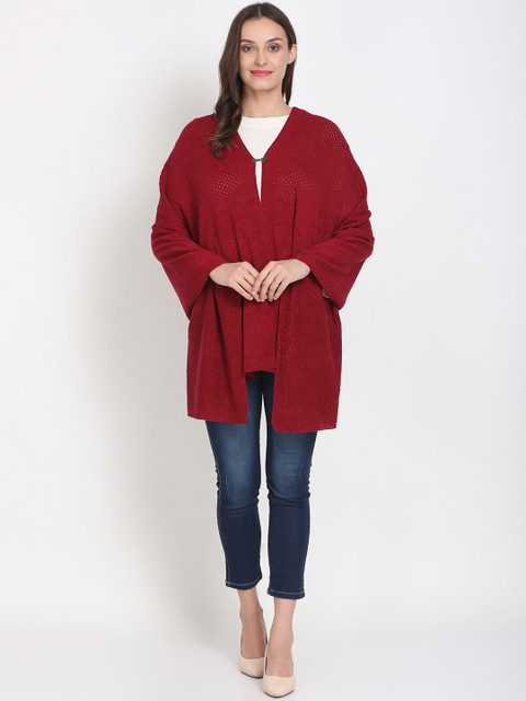 

Knitstudio Women Maroon Self-Design Woven-Design Shawl