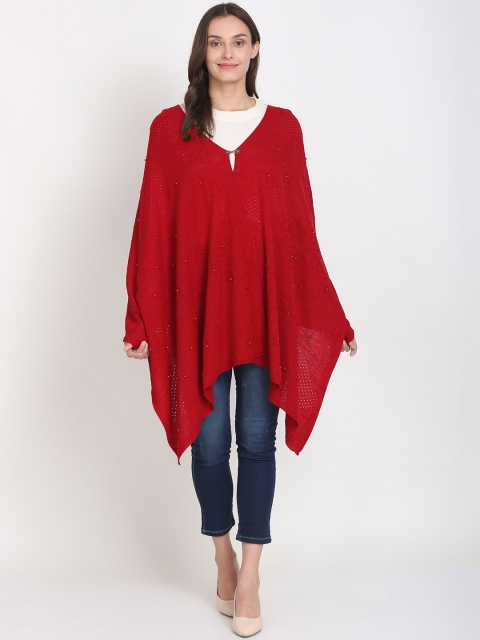 

Knitstudio Women Red Self Desgin Knitted Shawl
