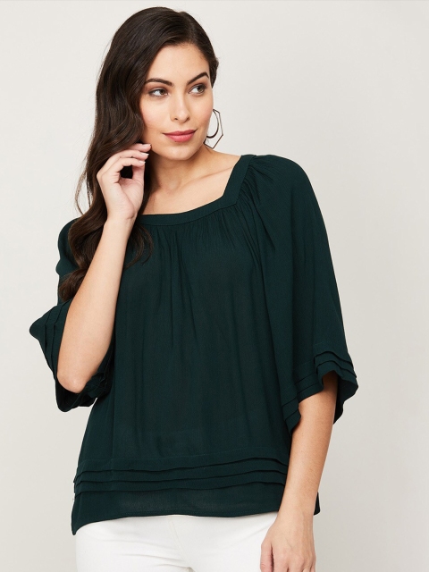 

Fame Forever by Lifestyle Green Solid Flared Sleeves Top