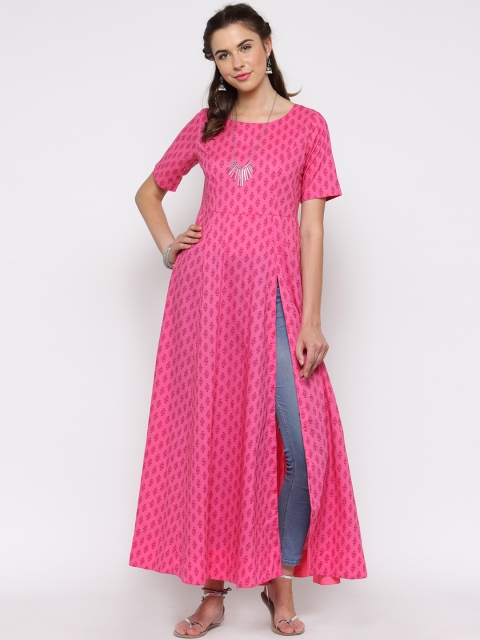 

Sera Women Pink Printed A-Line Kurta