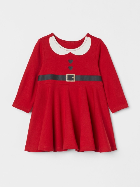 

H&M Red & White Solid Peter Pan Collar Opaque A-Line Dress