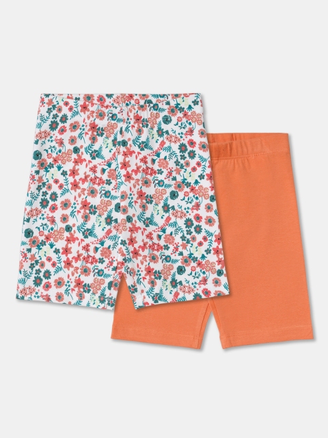

R&B Girls Floral Printed Shorts Pack of 2, White
