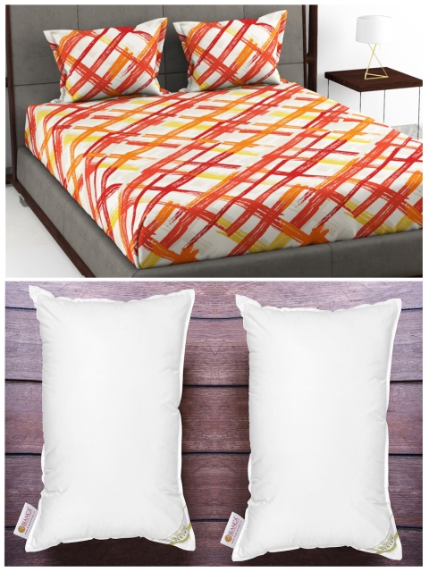 

BIANCA Set Of 180Tc King-Size Double Bedsheet With 2 Pillow Cover & 2 Anti Stress Pillows, White