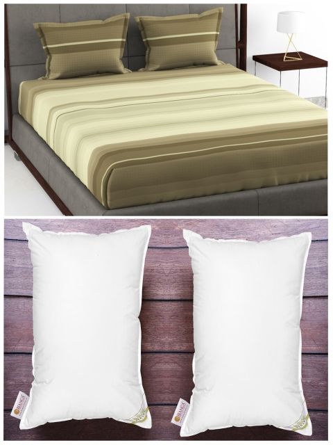 

BIANCA Set Of 180Tc King-Size Double Bedsheet With 2 Pillow Cover & 2 Anti Stress Pillows, White