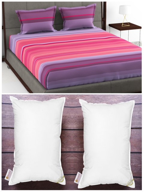 

BIANCA Set Of 180Tc King-Size Double Bedsheet With 2 Pillow Cover & 2 Anti Stress Pillows, White