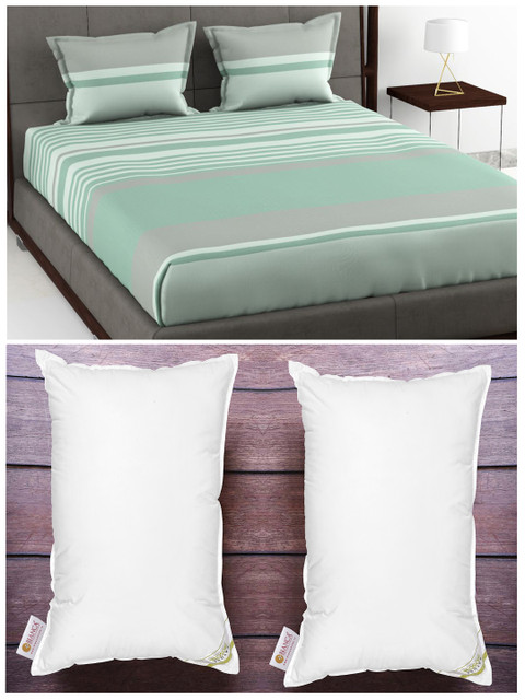 

BIANCA Set Of 180Tc King-Size Double Bedsheet With 2 Pillow Cover & 2 Anti Stress Pillows, White