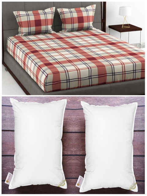 

BIANCA Set Of 180Tc King-Size Double Bedsheet With 2 Pillow Cover & 2 Anti Stress Pillows, White