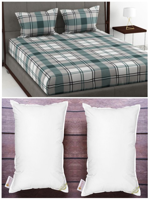 

BIANCA Set Of 180Tc King-Size Double Bedsheet With 2 Pillow Cover & 2 Anti Stress Pillows, White