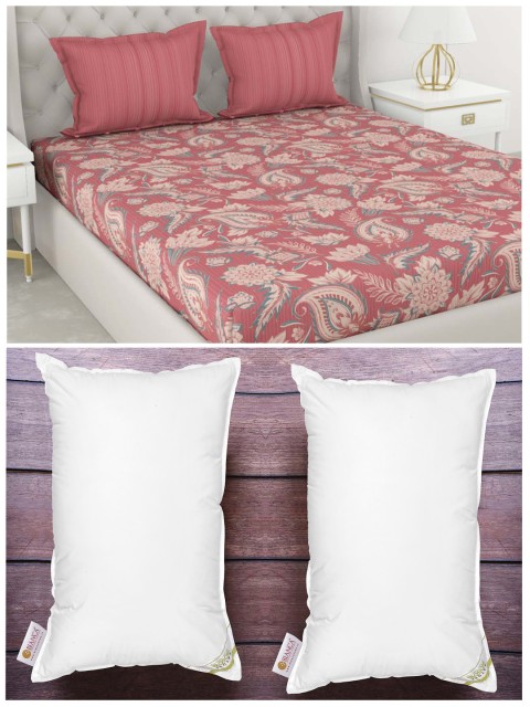 

BIANCA Set Of 210Tc King-Size Double Bedsheet With 2 Pillow Cover & 2 Anti Stress Pillows, White